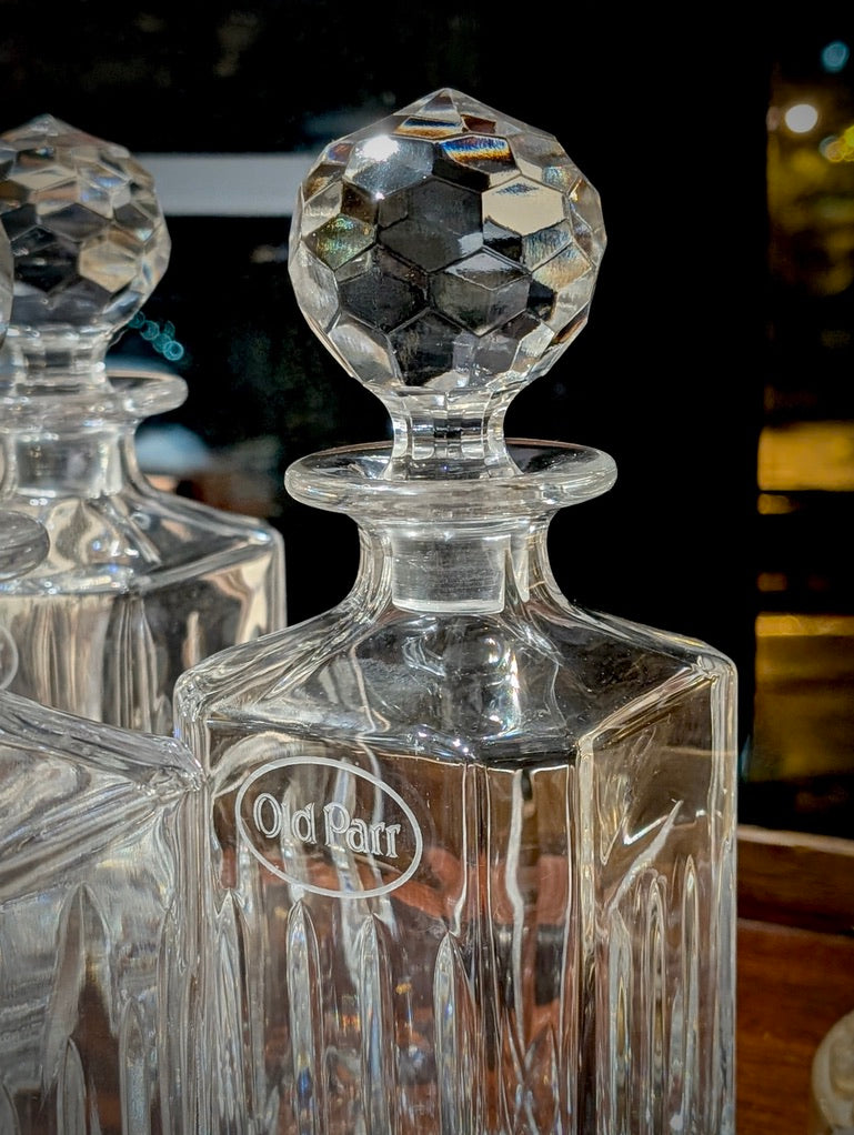 A Rare Matching Set of 6 Edinburgh Crystal Decanters for Old Parr Whisky