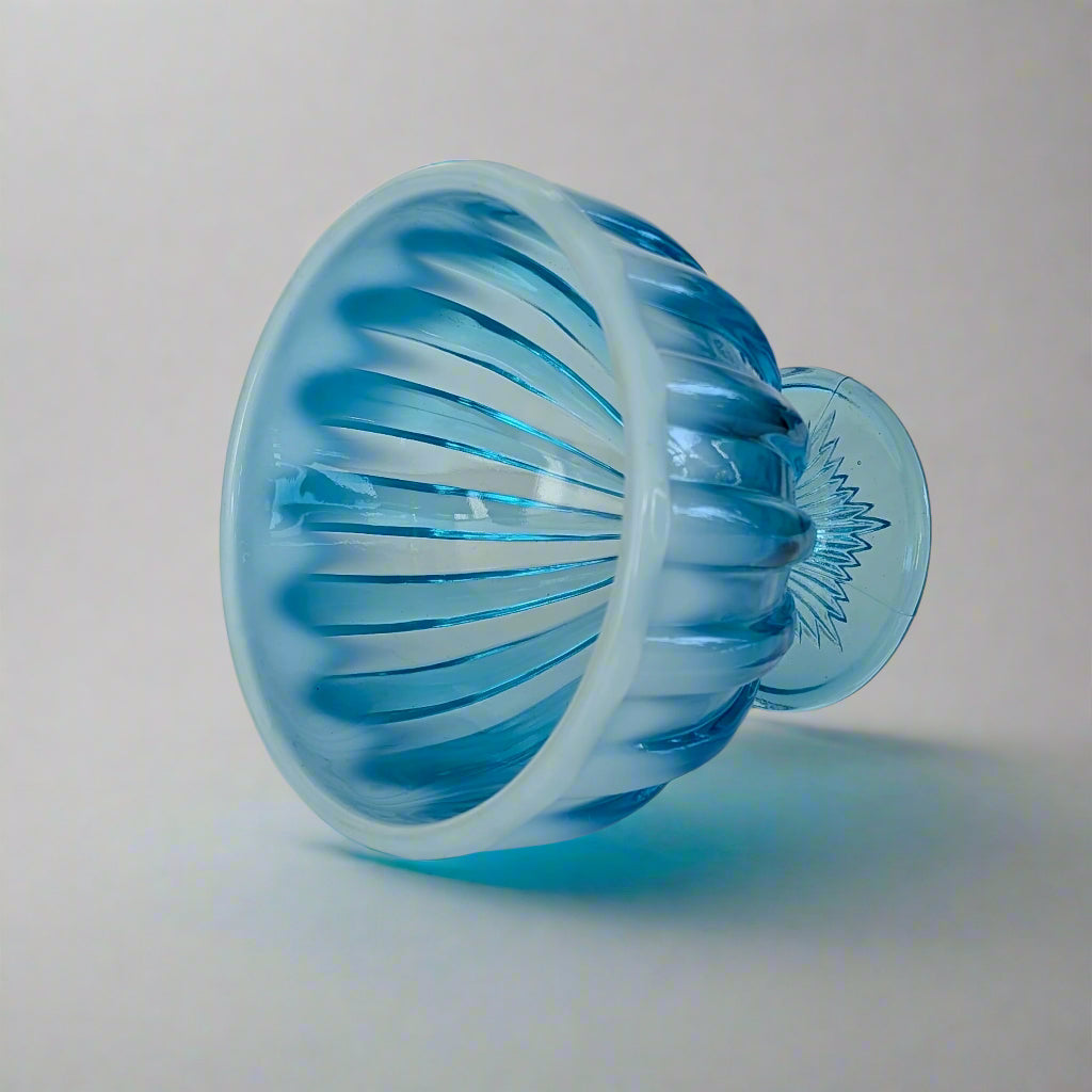Davidson Blue Pearline 'Brideshead' Glass Footed Bowl, c1890's