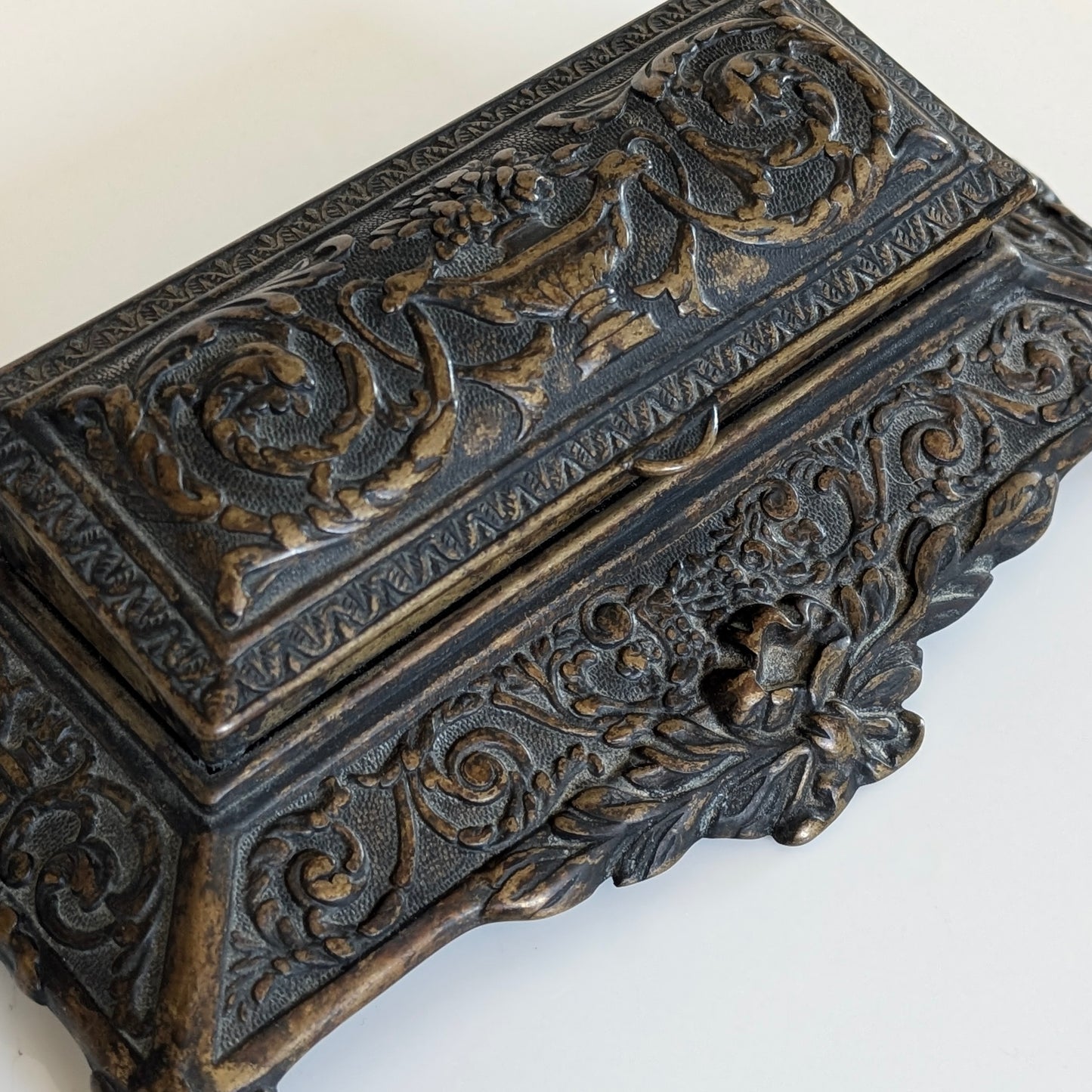 Ornate French Brass Stamp Box
