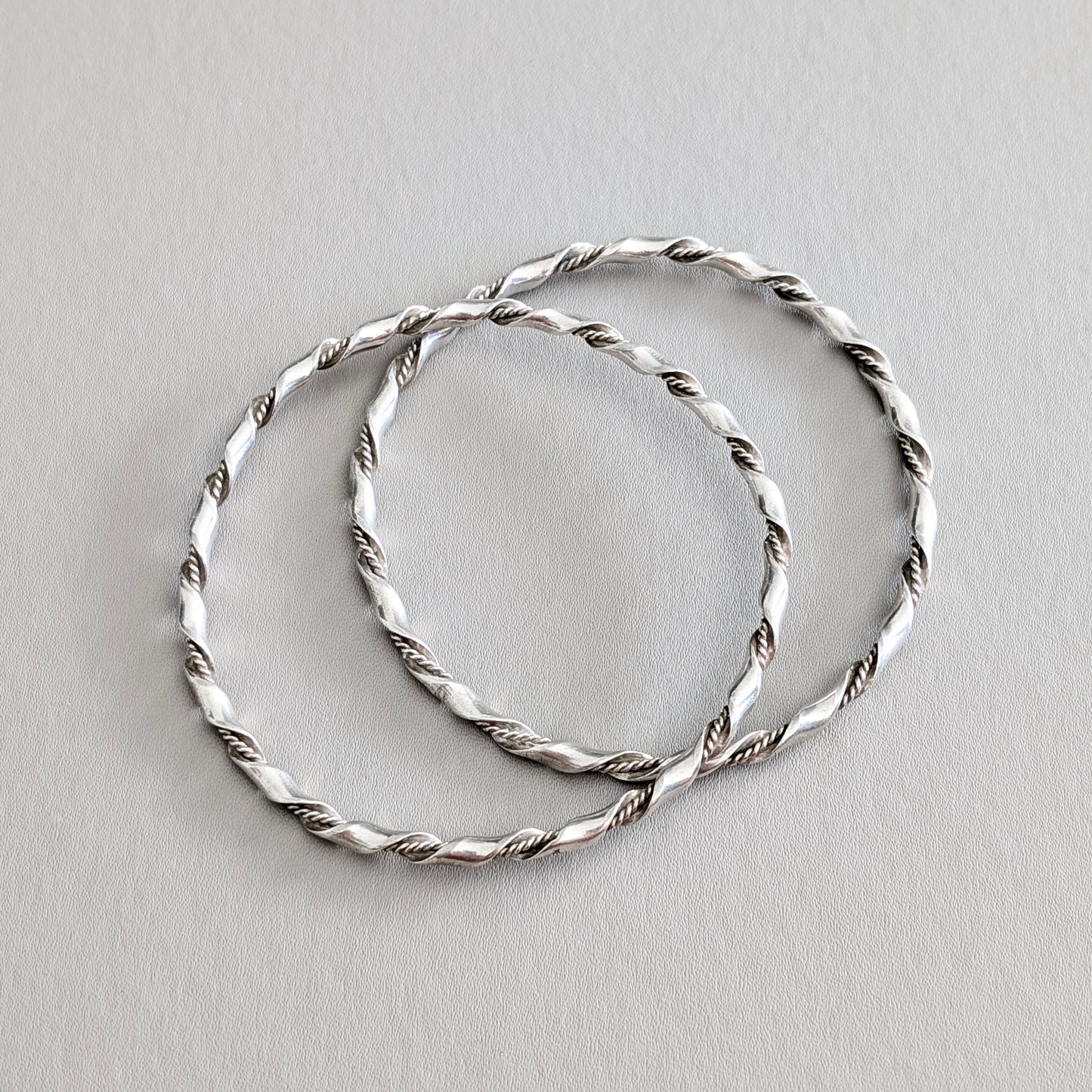 Two Sterling Silver Rope Twist Bangles
