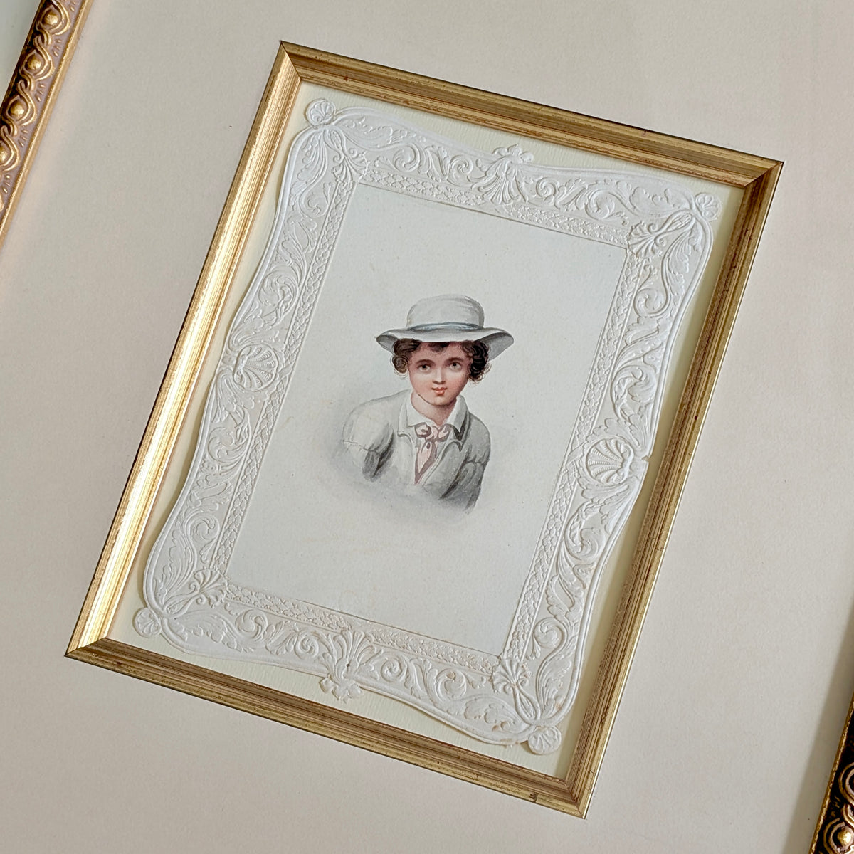 Two 19th Century Watercolour Portraits in Matching Frames