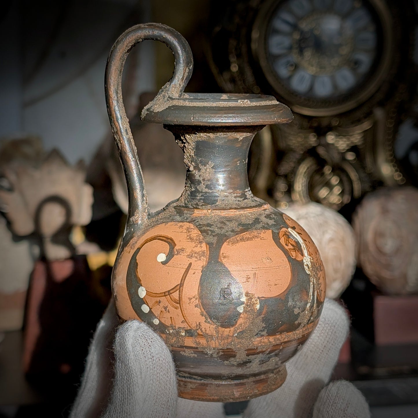 Ancient Greek Apulian Red-Figure Squat Lekythos, 4th Century BCE