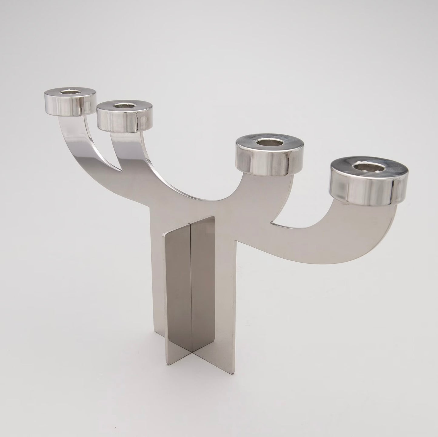 A Stainless Steel Candelabra By Grethe Meyer for Georg Jensen
