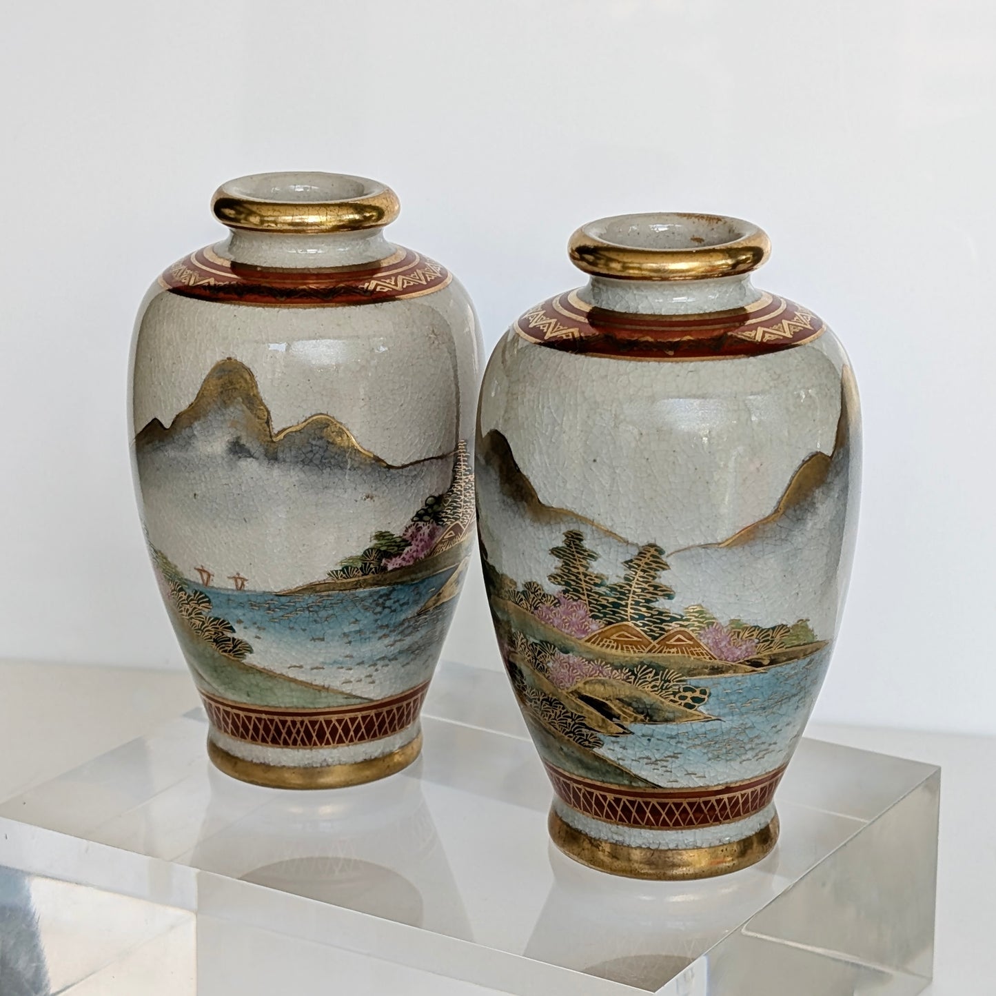 Pair of Japanese Shōwa Era Satsuma Vases