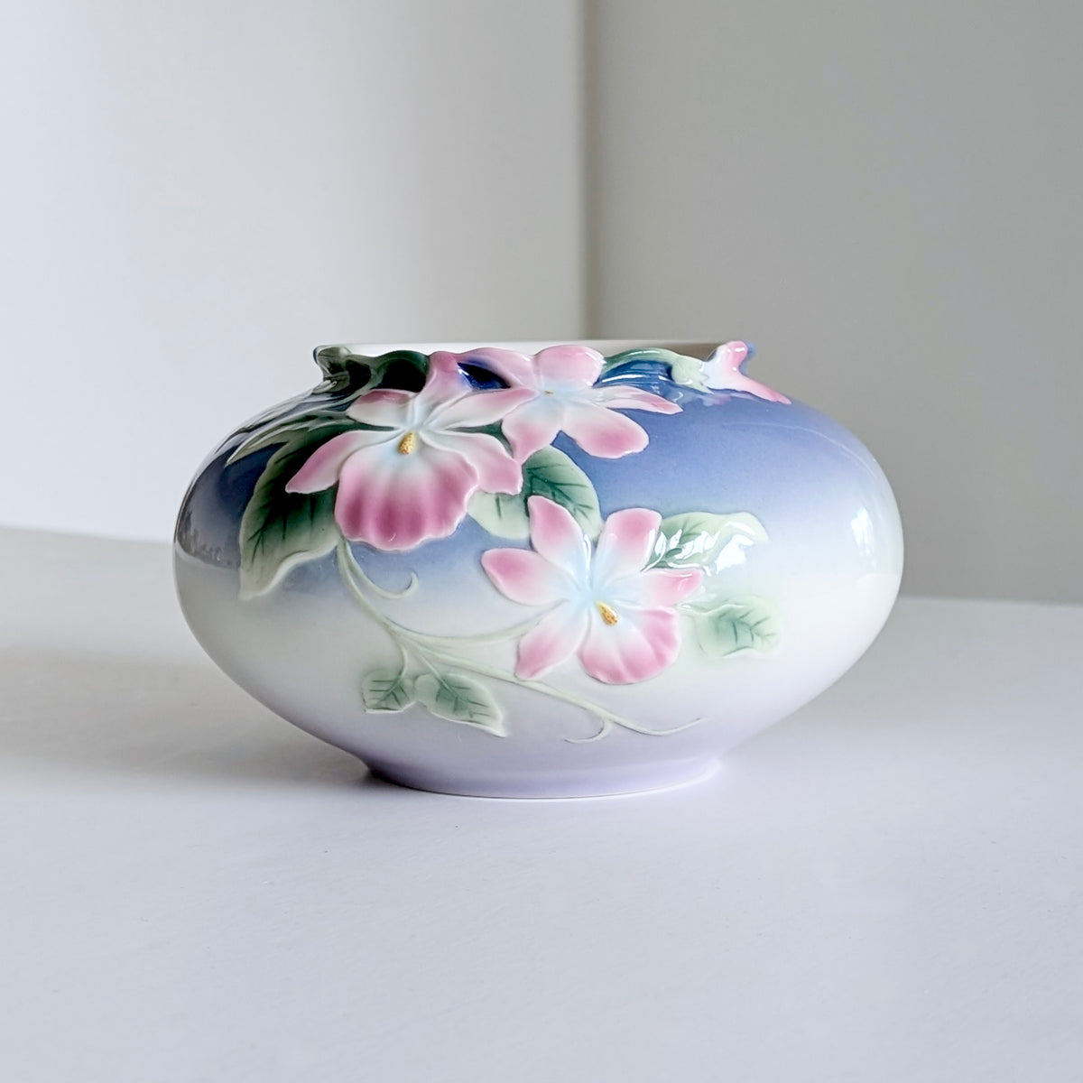 A FRANZ Porcelain "Pink Pansy" Vase