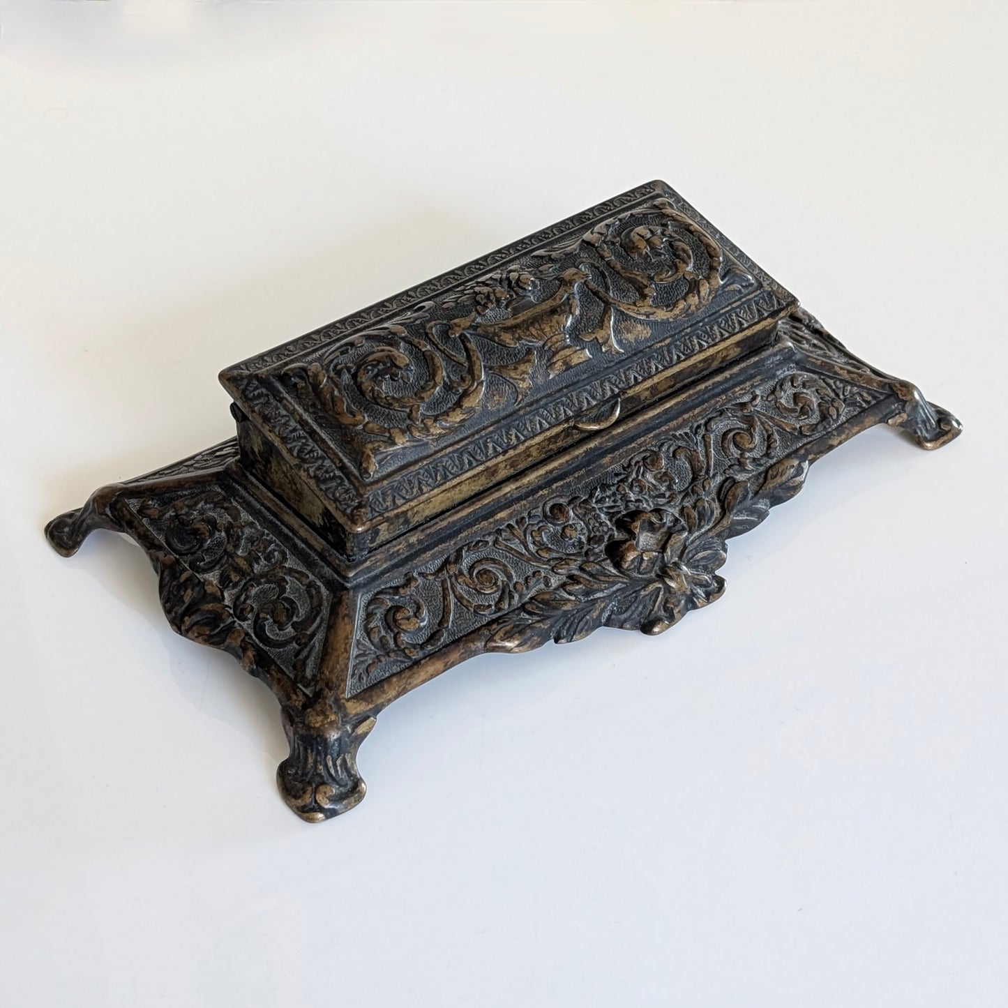 Ornate French Brass Stamp Box