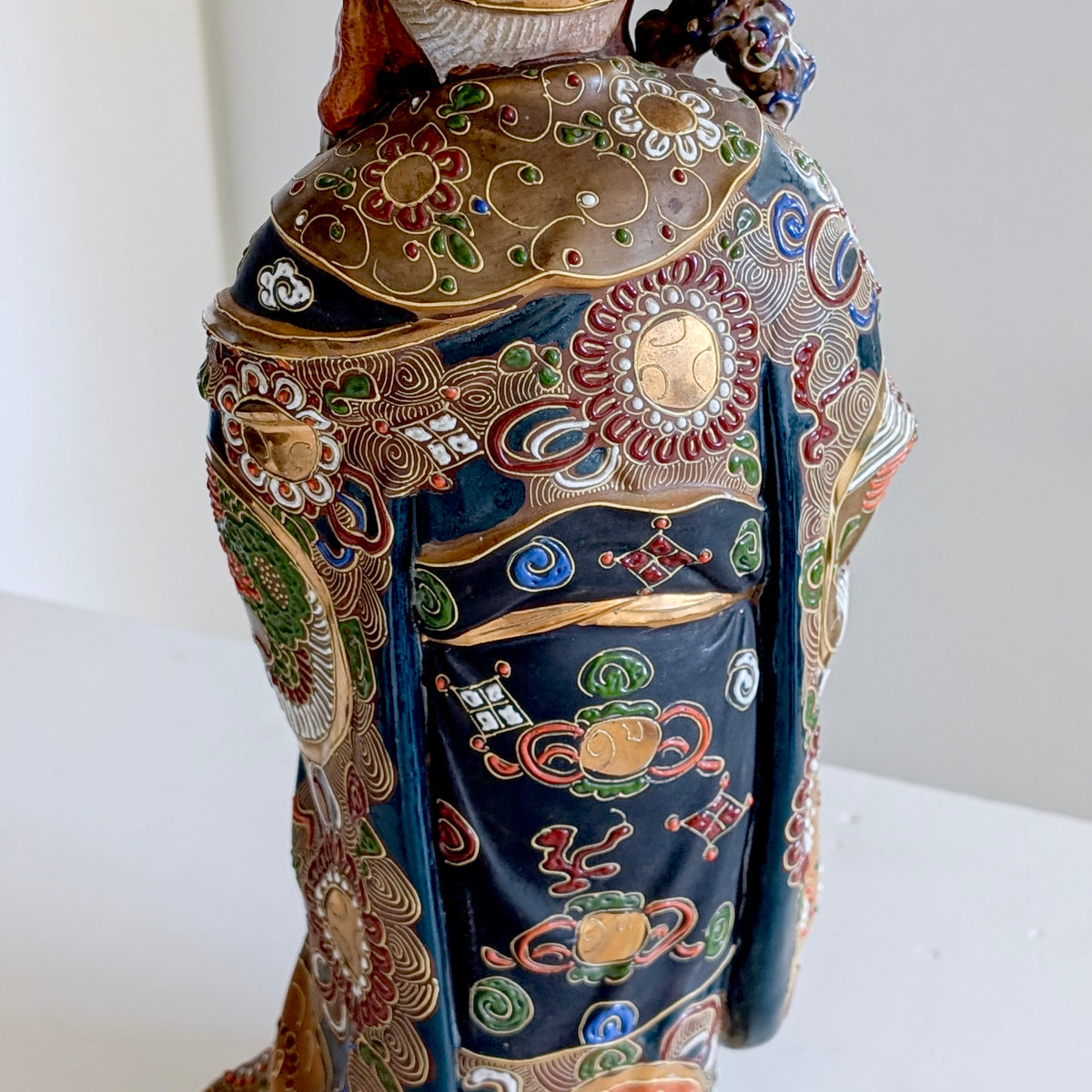 A Large Japanese Kutani Pottery Jurōjin Statue, 47cm