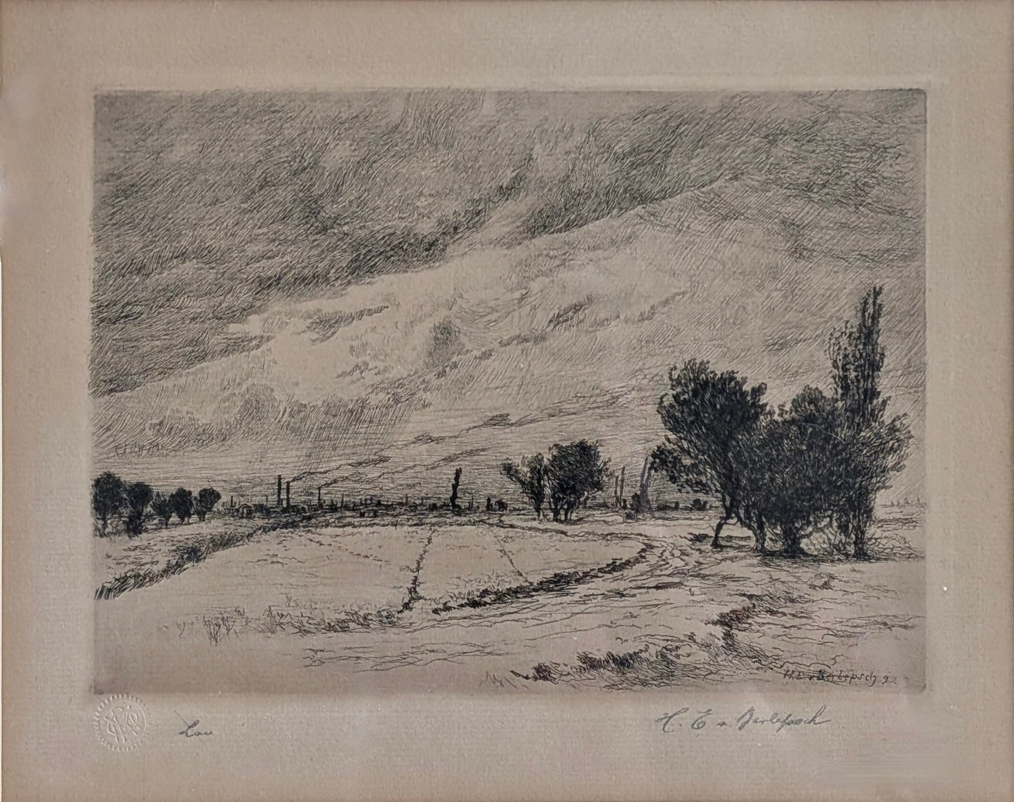 Hans Eduard von Berlepsch-Valendas 'Landscape' Etching, 1895