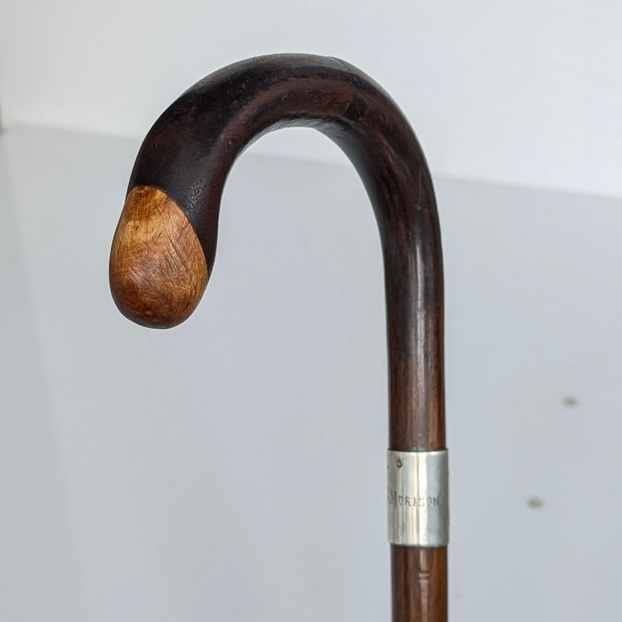 Two Antique Sterling Silver Mounted Walking Sticks