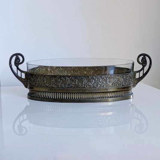 A French Art Nouveau Inspired Metal & Glass Jardiniere