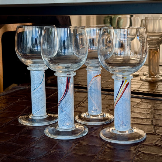 Set of 4 Kosta Boda 'Rainbow' Stemmed Wine Glasses By Bertil Vallien