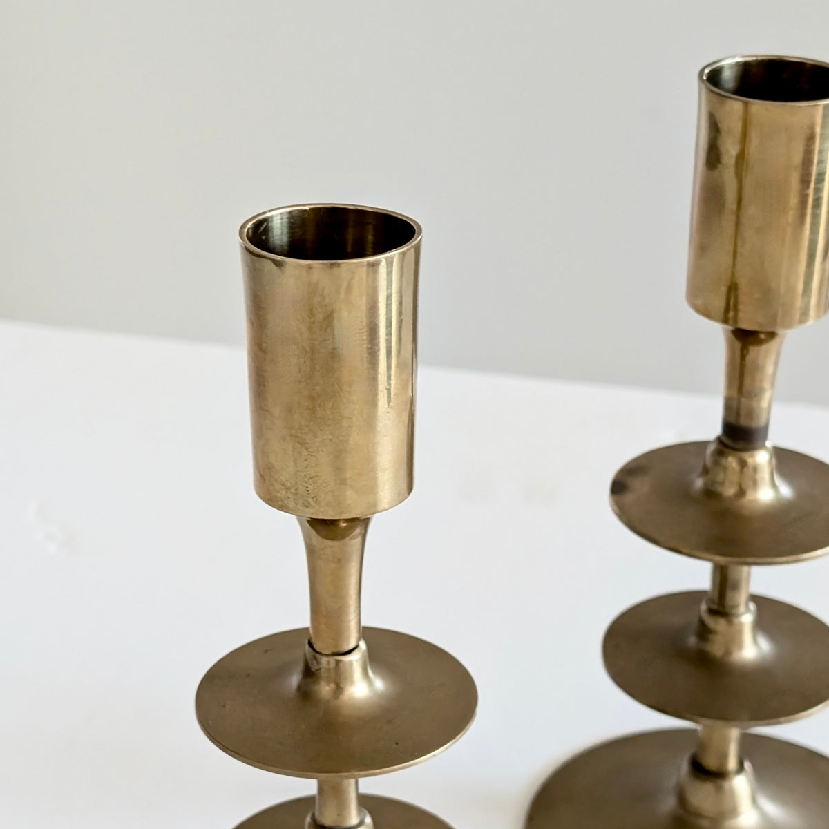 Pair of Mid Century Modern Brass Candlesticks, c1960