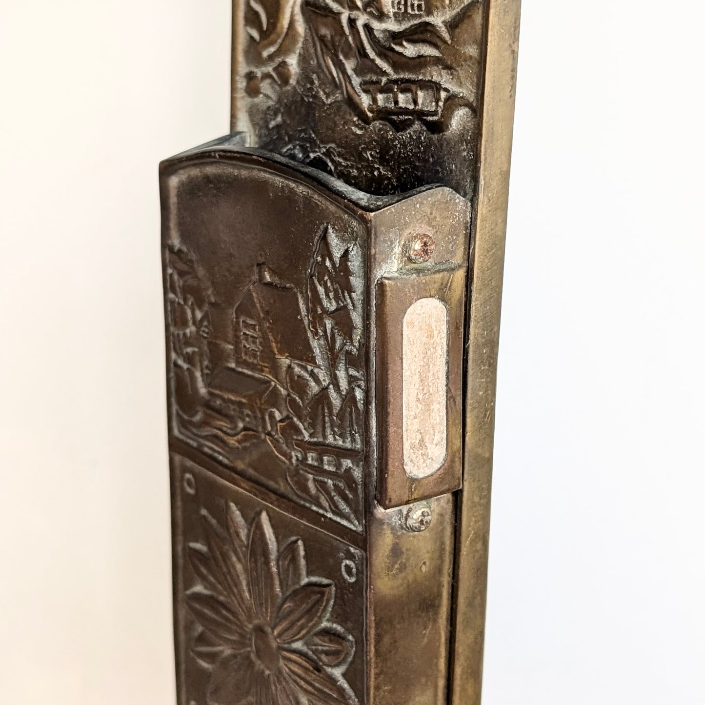 A Brass Fireplace Long Match Holder, Mid 20th Century