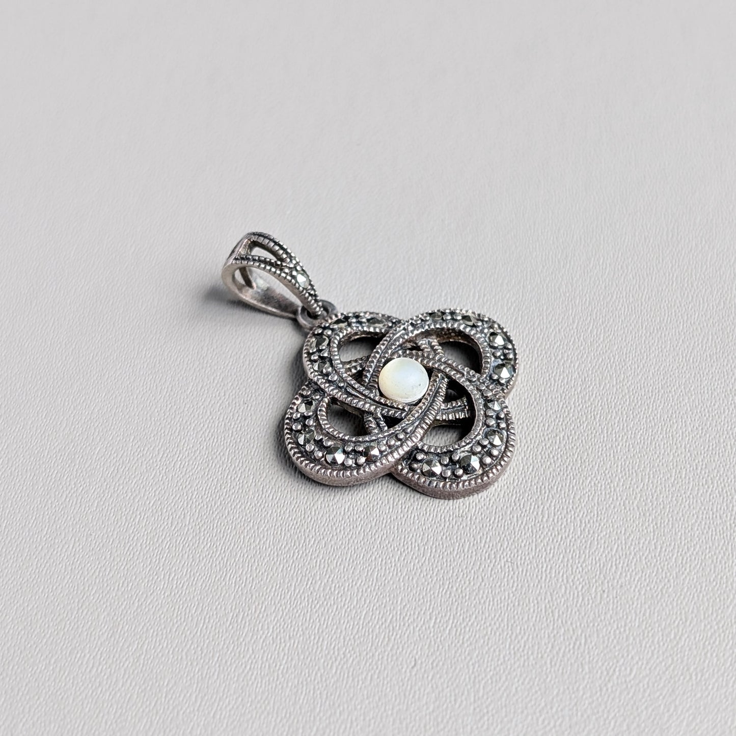 A Sterling Silver and Moonstone "Celtic Knot" Pendant