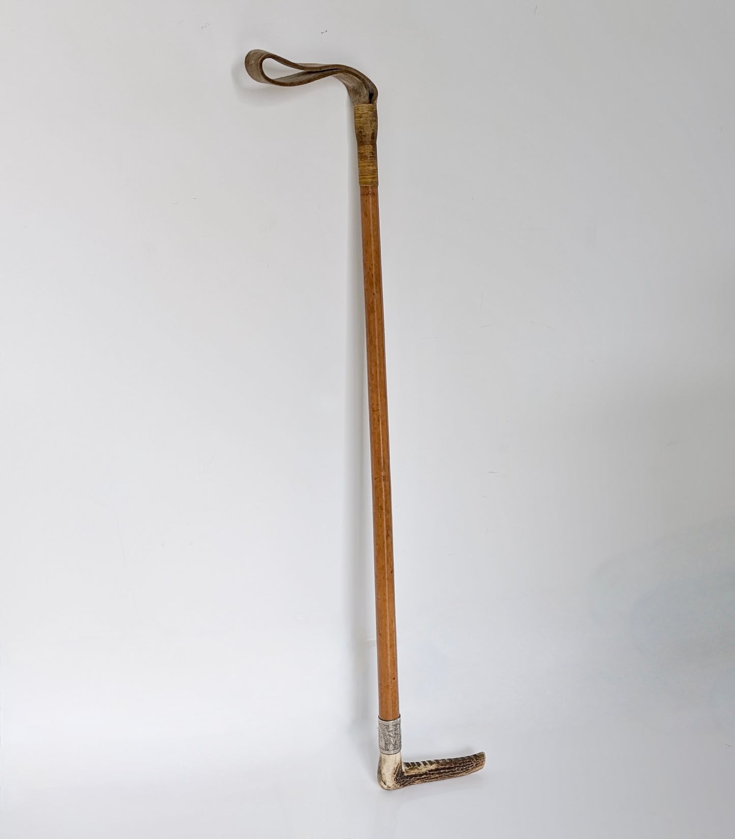 Stag Antler Handle Riding Crop with Sterling Silver Collar