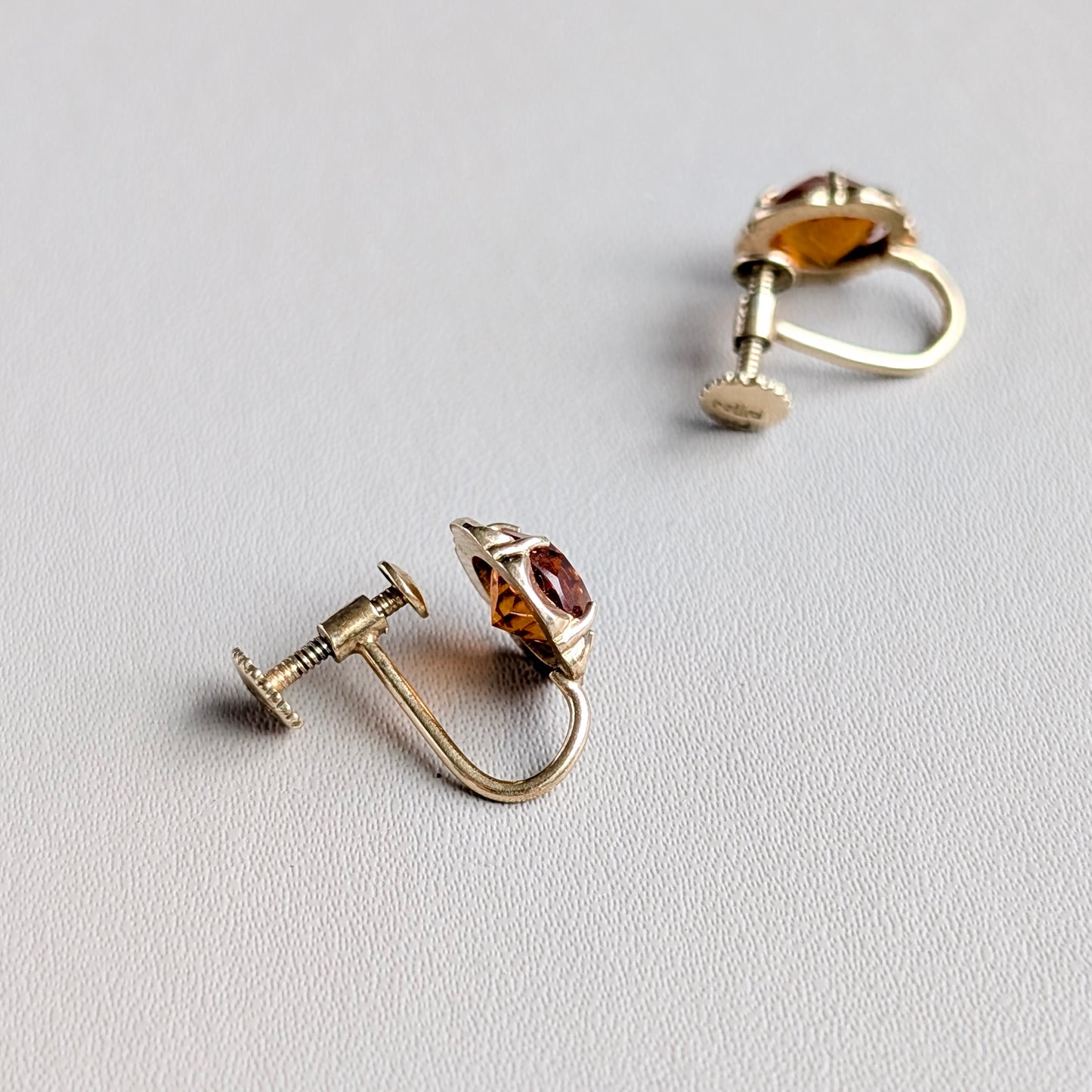 14ct Rolled Gold Citrine Paste Screw-Back Earrings
