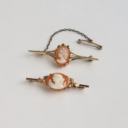 Two Australian 9ct/10ct Gold Cameo Brooches, 20th Century