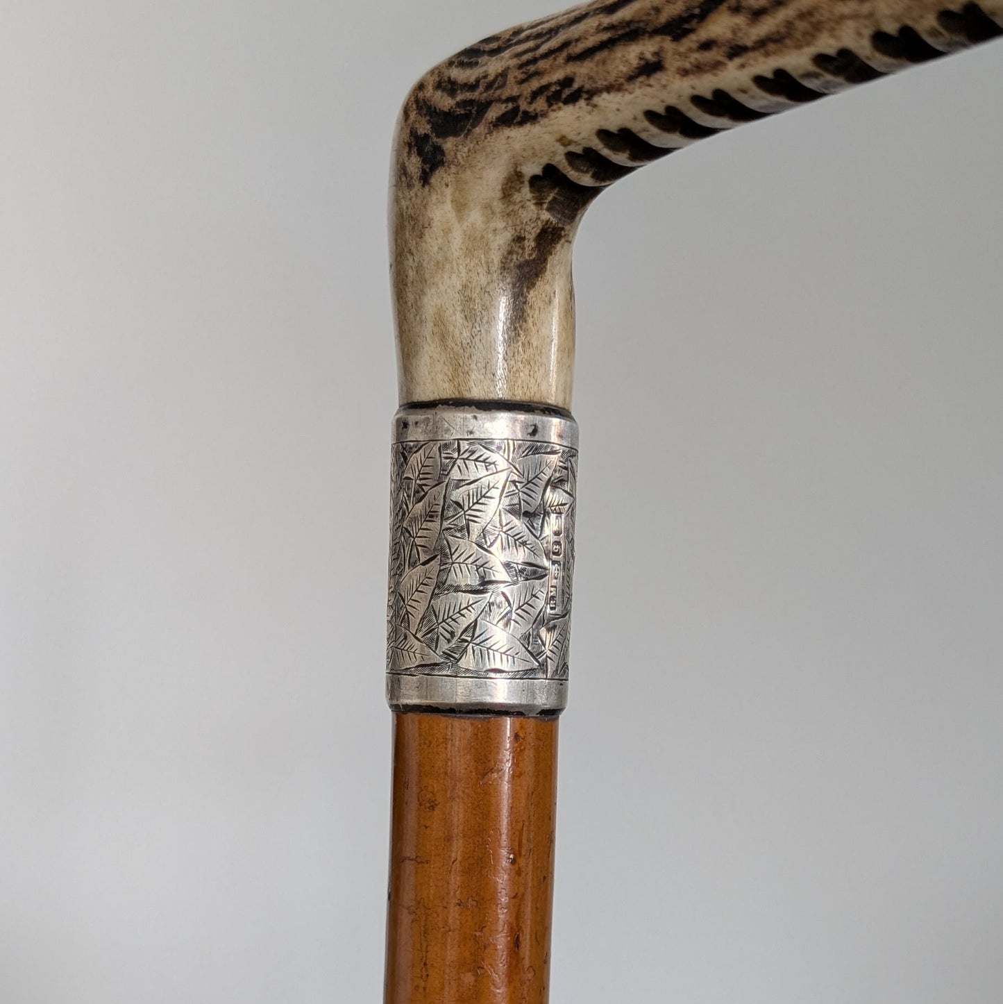 Stag Antler Handle Riding Crop with Sterling Silver Collar