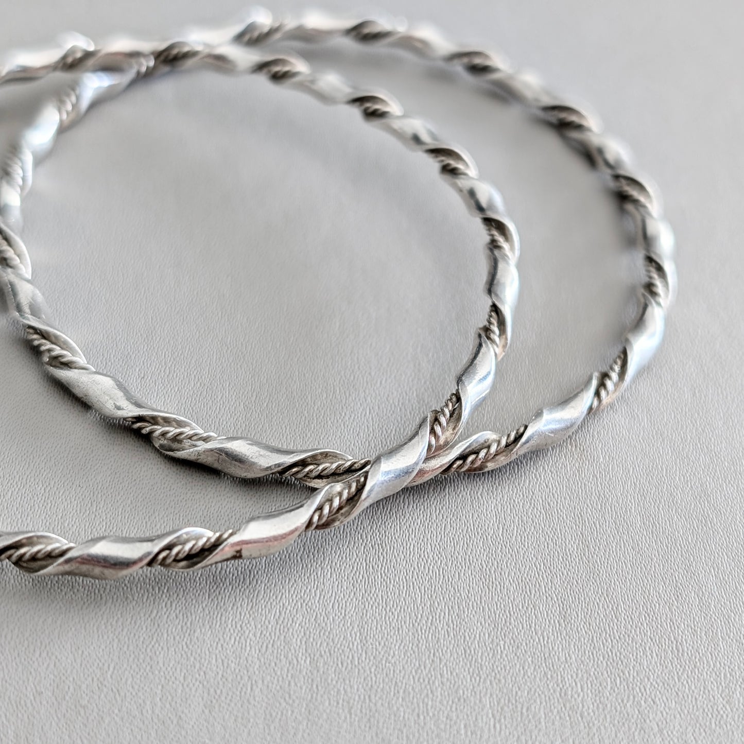 Two Sterling Silver Rope Twist Bangles