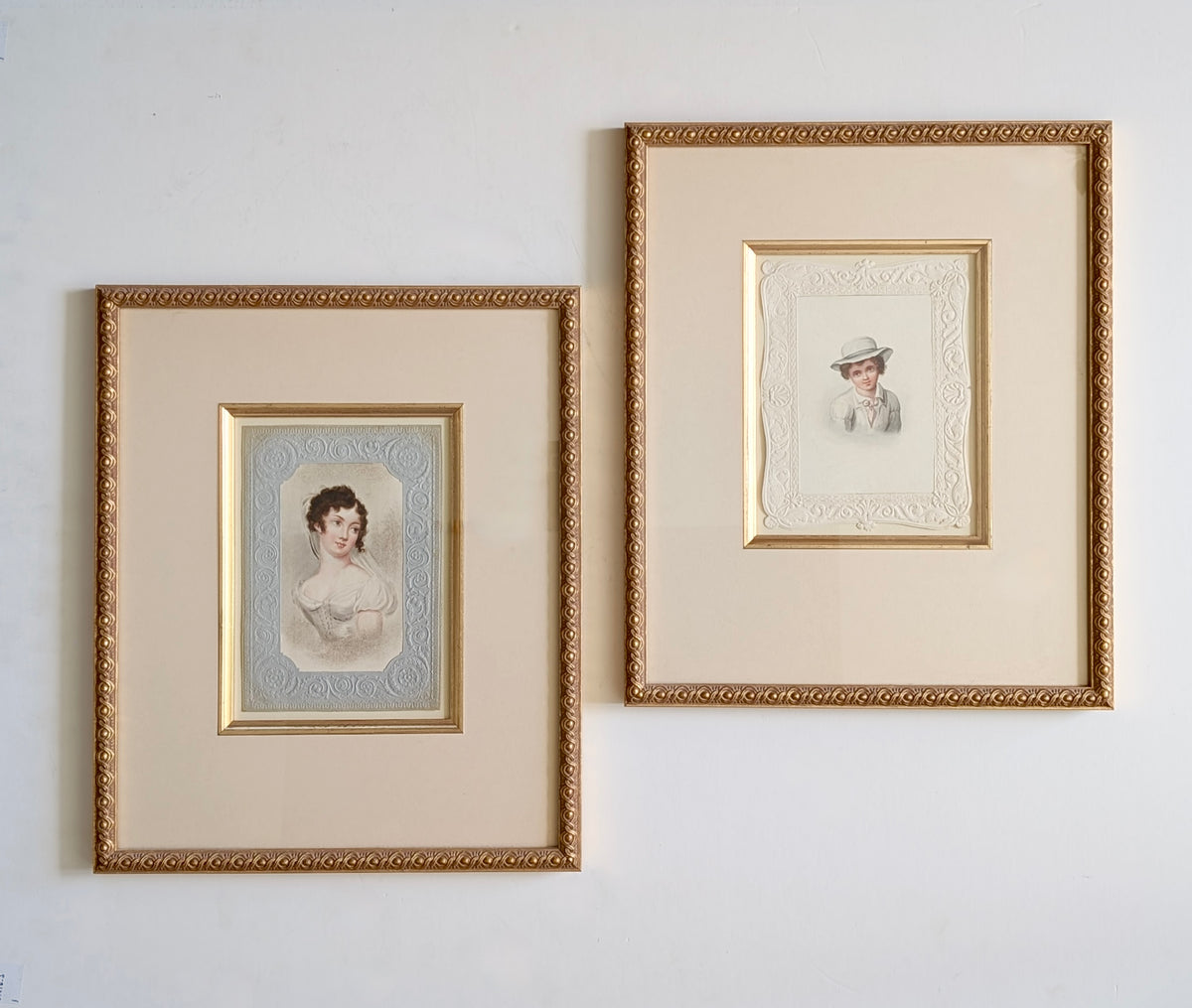 Two 19th Century Watercolour Portraits in Matching Frames