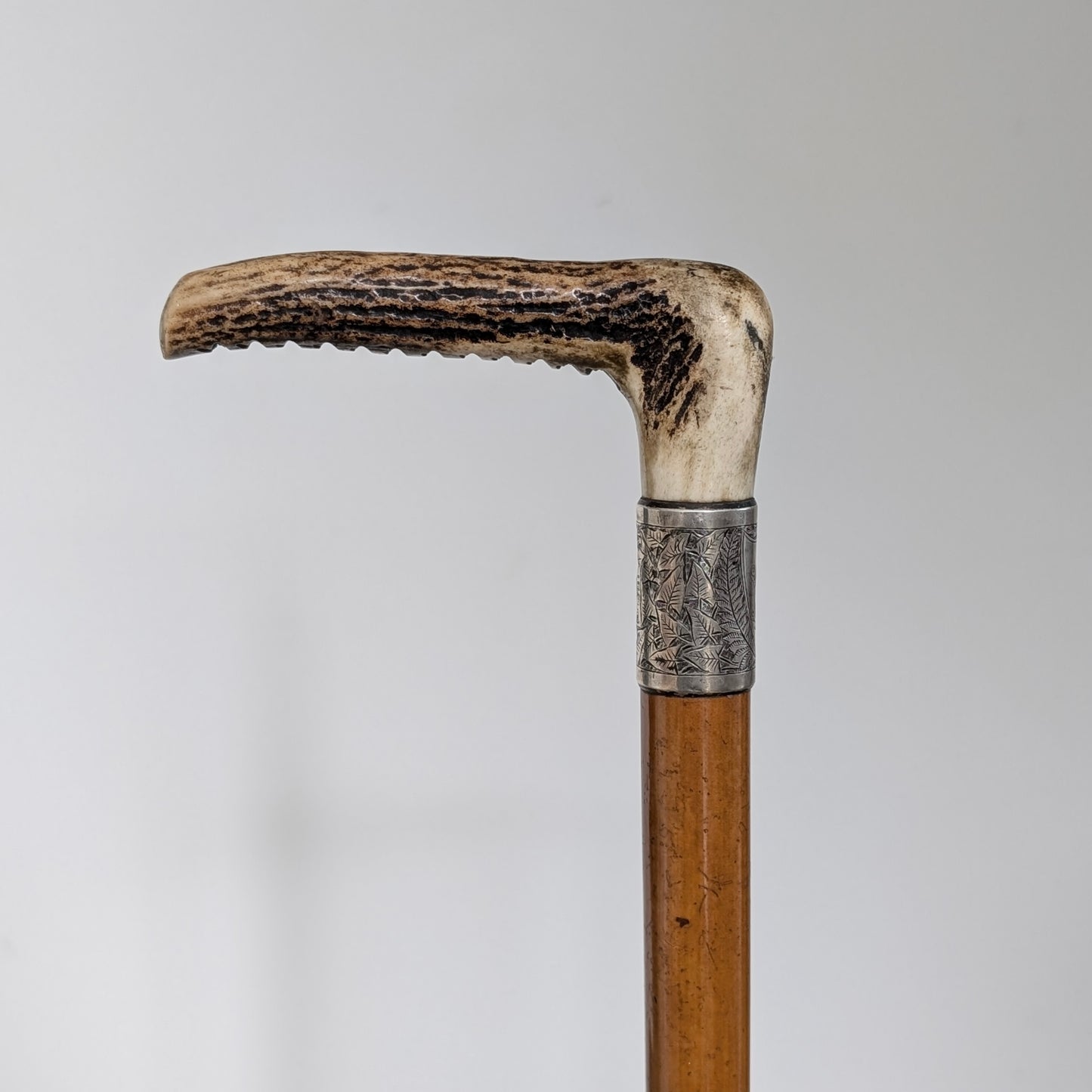 Stag Antler Handle Riding Crop with Sterling Silver Collar