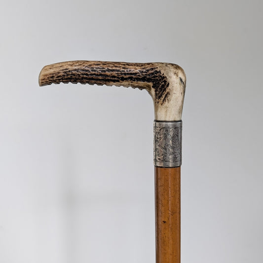 Stag Antler Handle Riding Crop with Sterling Silver Collar
