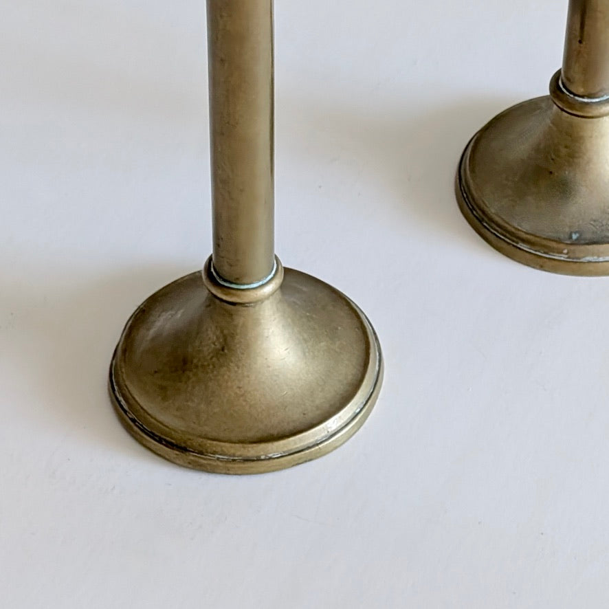 Pair of 19th Century Australian Brass Pillar Candle Holders by Thomas Gaunt