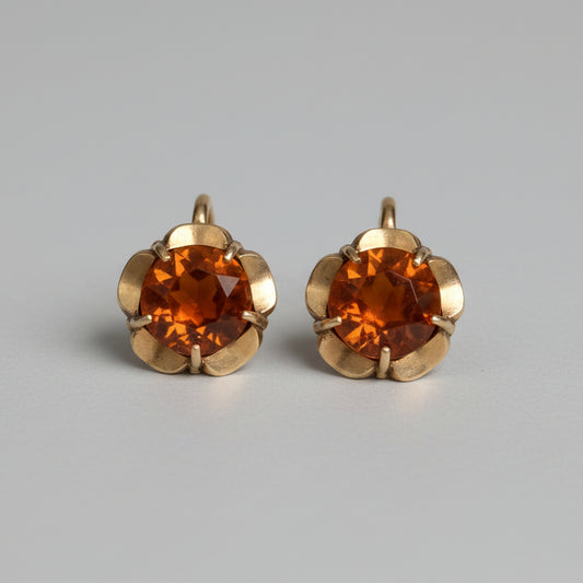 14ct Rolled Gold Citrine Paste Screw-Back Earrings