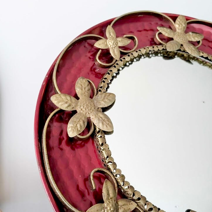 A Mid Century English Made Round Convex Wall Mirror