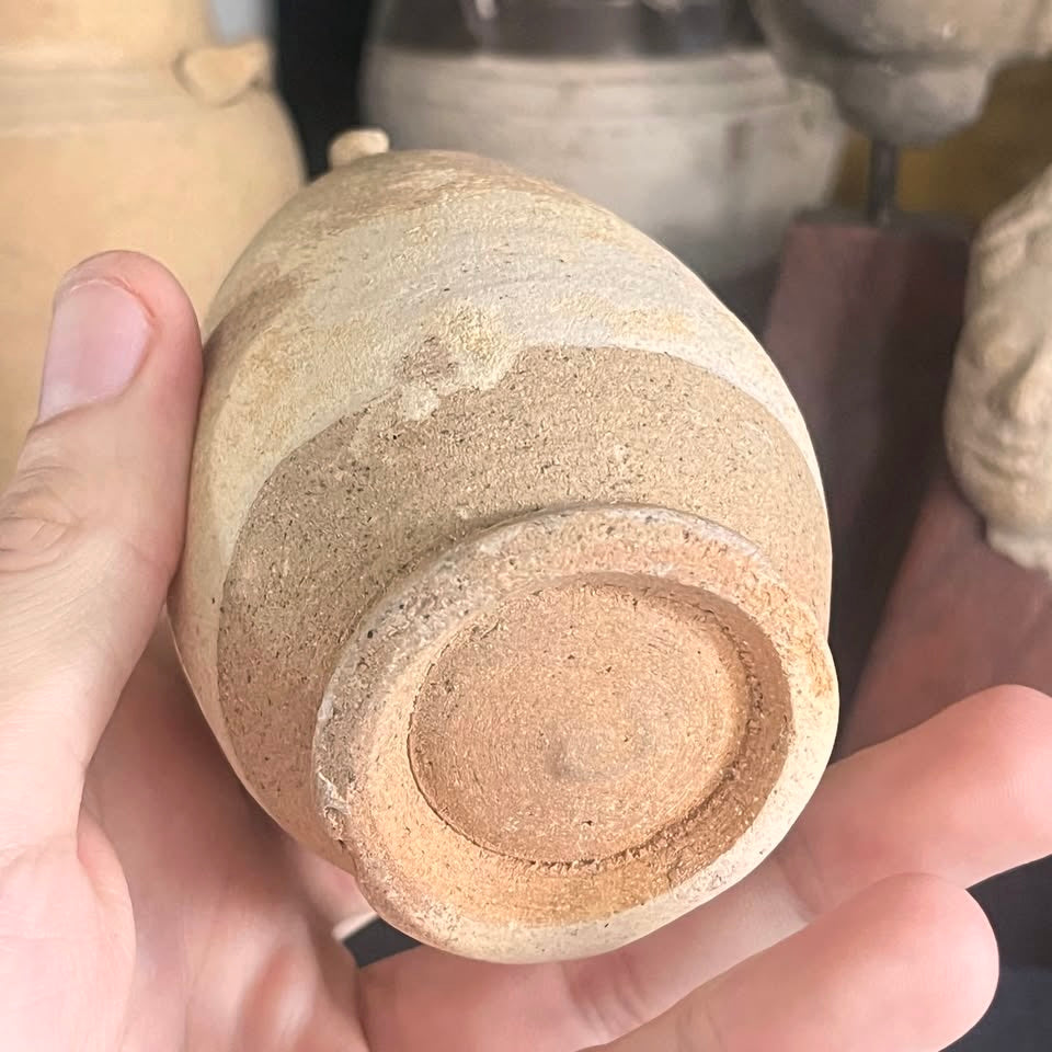 Two Antique 14th / 1 5th Century Thai Sawankhalok Pottery Jars