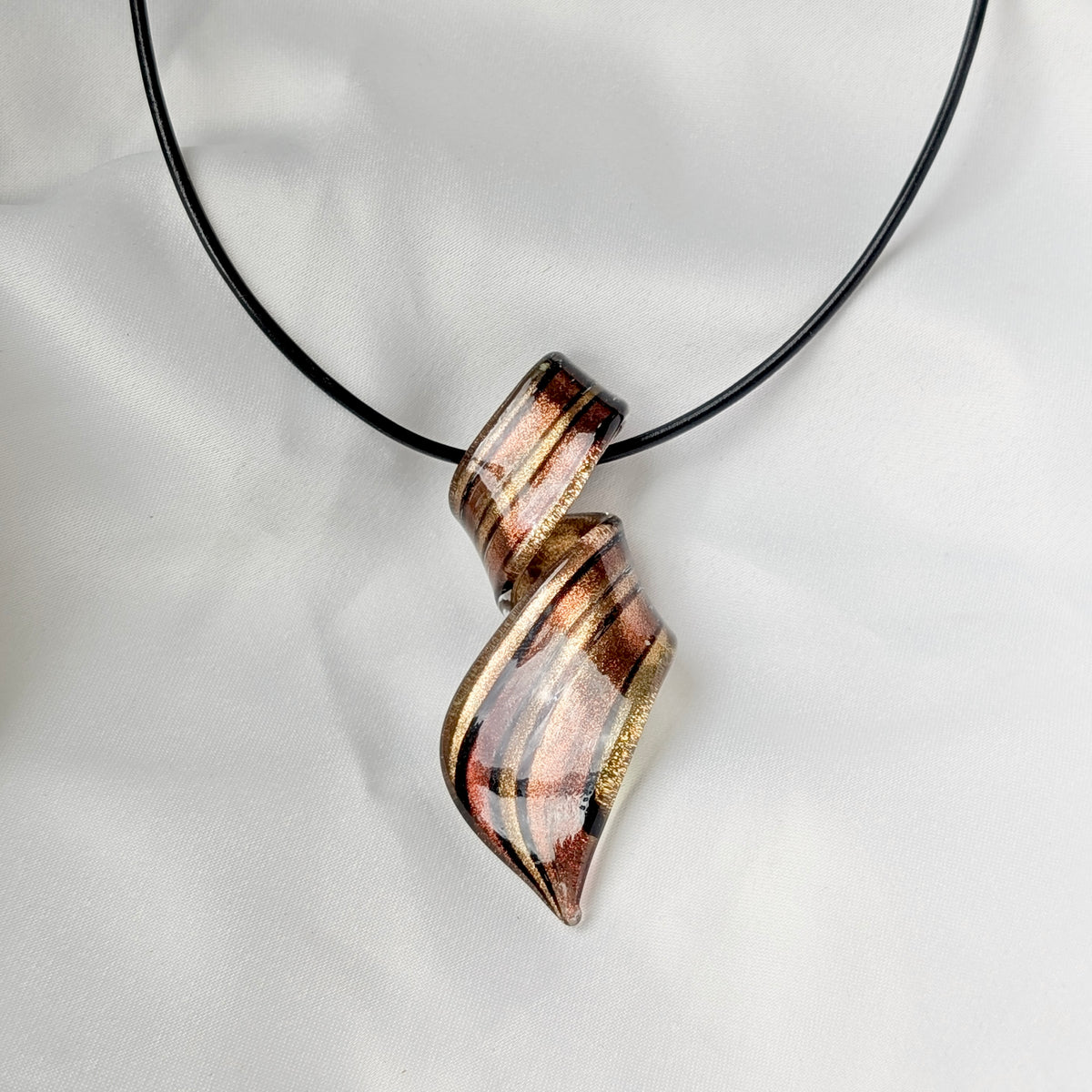 A Large Murano Glass Pendant on Neoprene Necklace