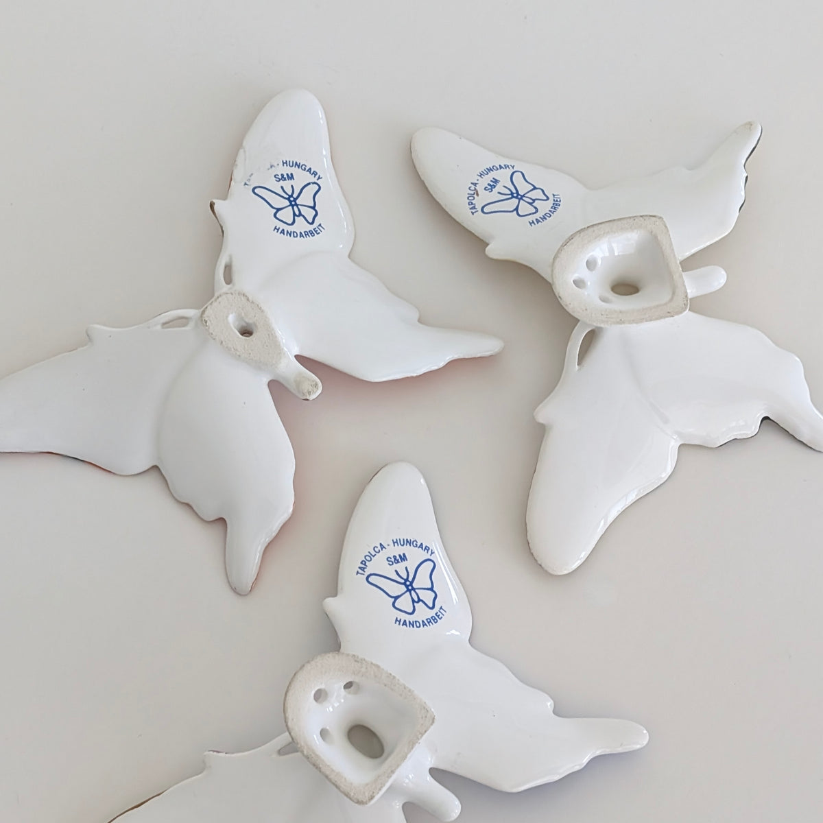Three S&M Tapolca (Hungary) Porcelain Butterflies