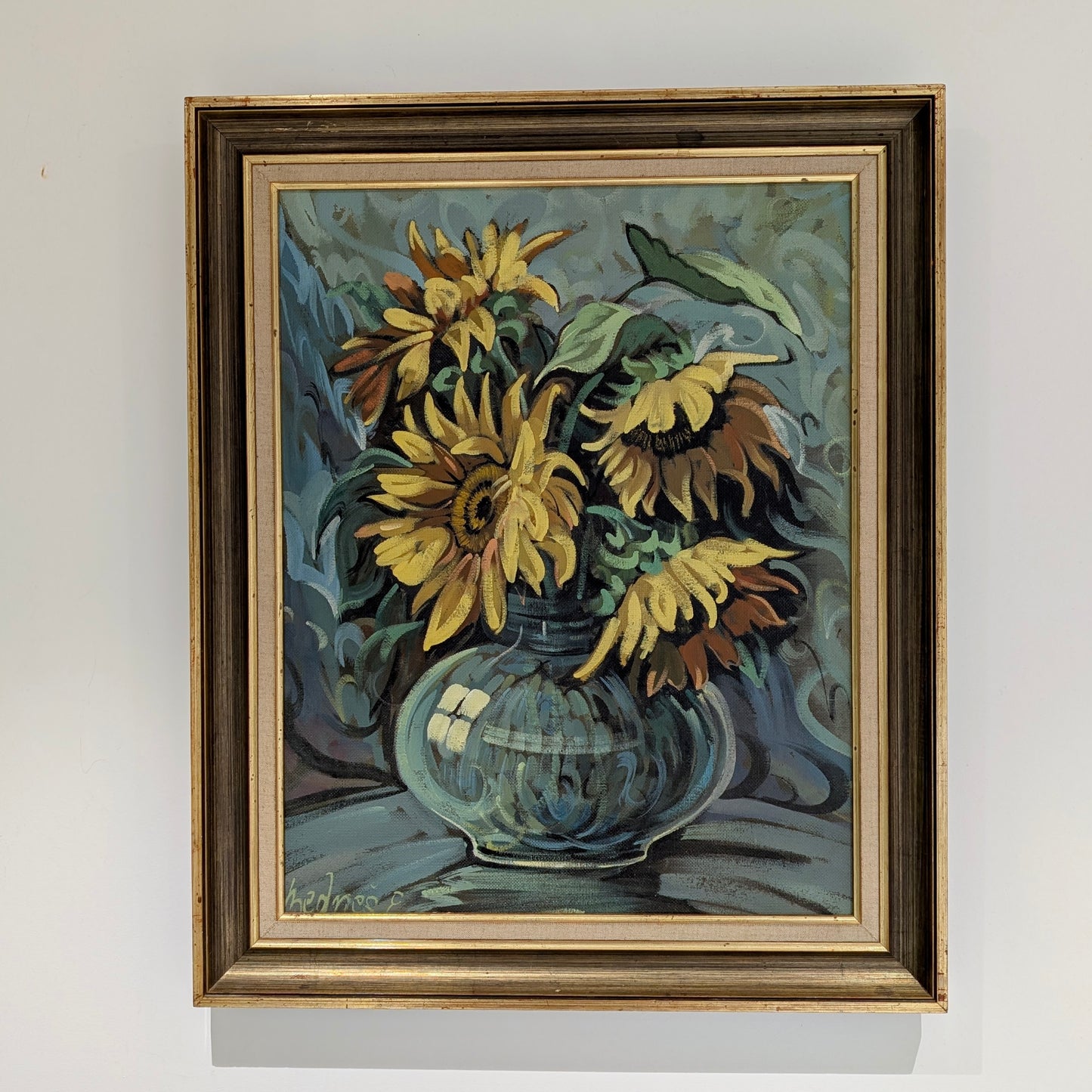 Emil Bednes (1938-) "Sunflowers" Oil