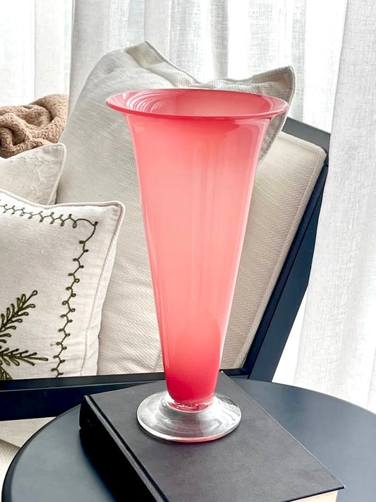 A Signed Australian Studio Glass Trumpet Vase by Richard Morrell, 31cm