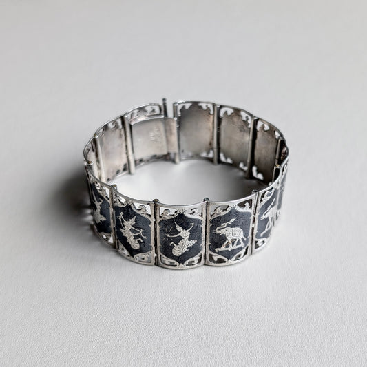 A Siam Sterling Silver Niello Ware Bracelet, 20th Century
