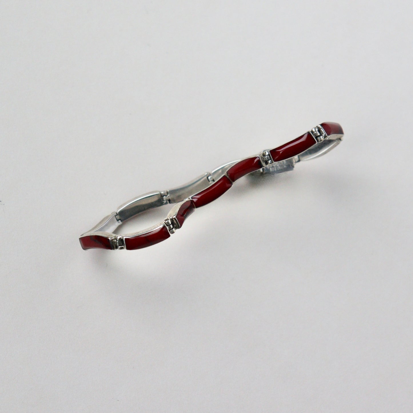 A Silver & Red Jasper Bracelet by Cutberto Gonzalez Pereyra, Mexico