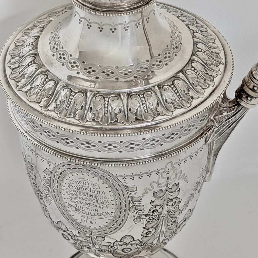 North Gippsland Coursing Club Claret Jug presented by The Hon. William McCulloch, c1881