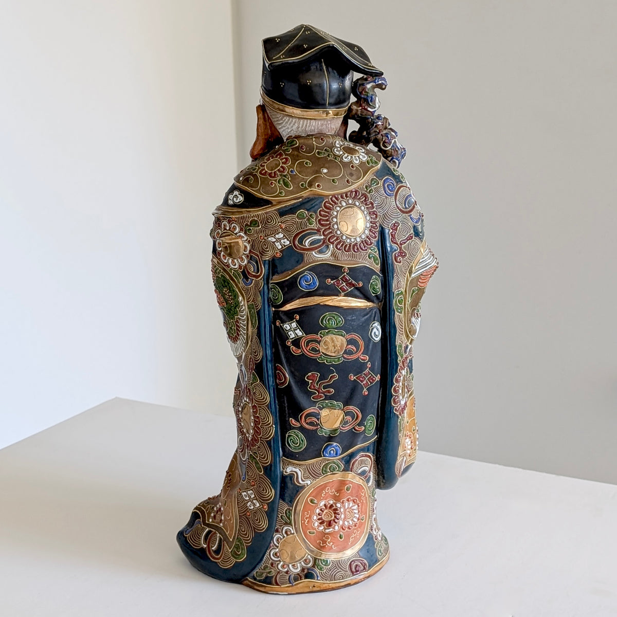 A Large Japanese Kutani Pottery Jurōjin Statue, 47cm