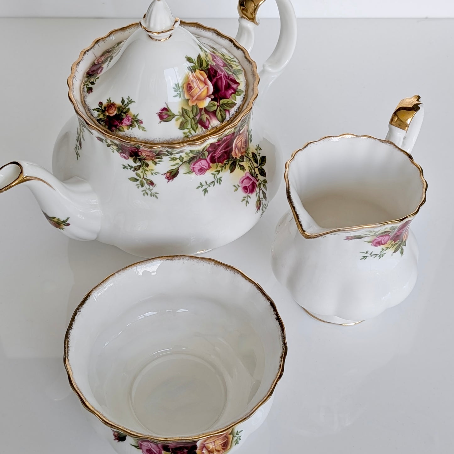 A Royal Albert 'Old Country Roses' Three-Piece Tea Set