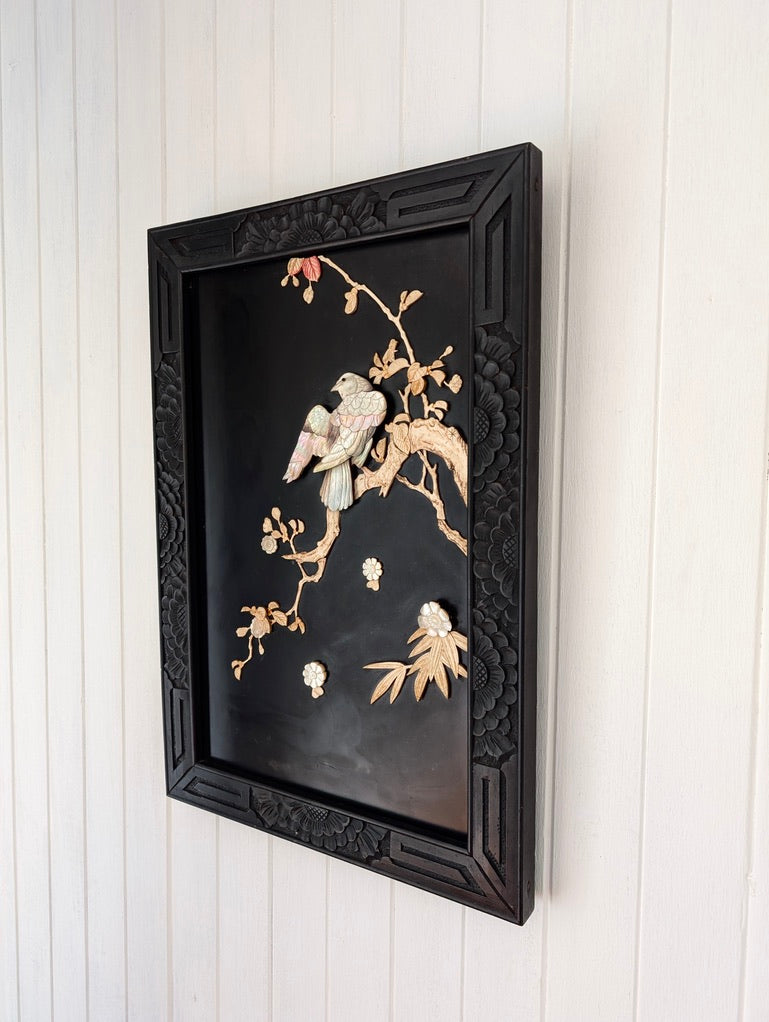 A Japanese Meiji Era Shibayama Lacquer Panel