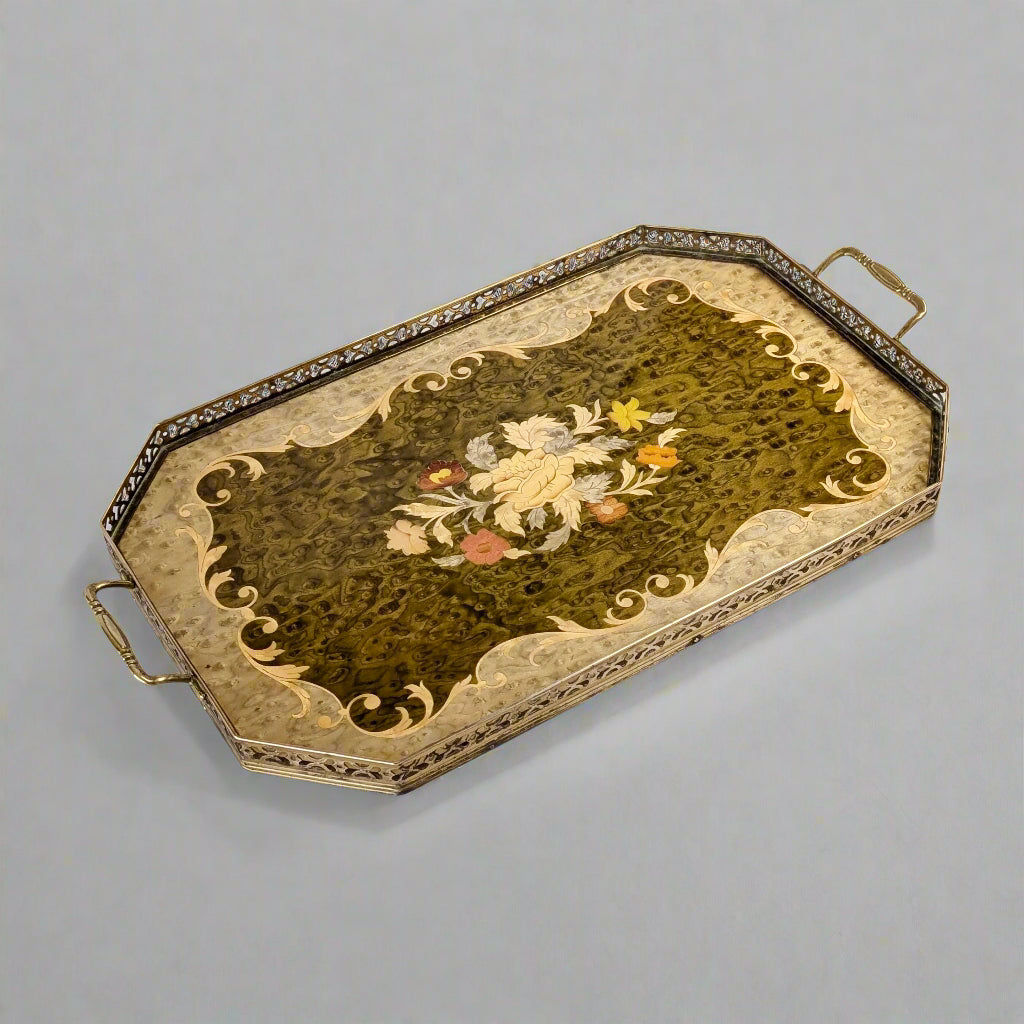 An Italian Sorrento Ware Marquetry Tray, c1960