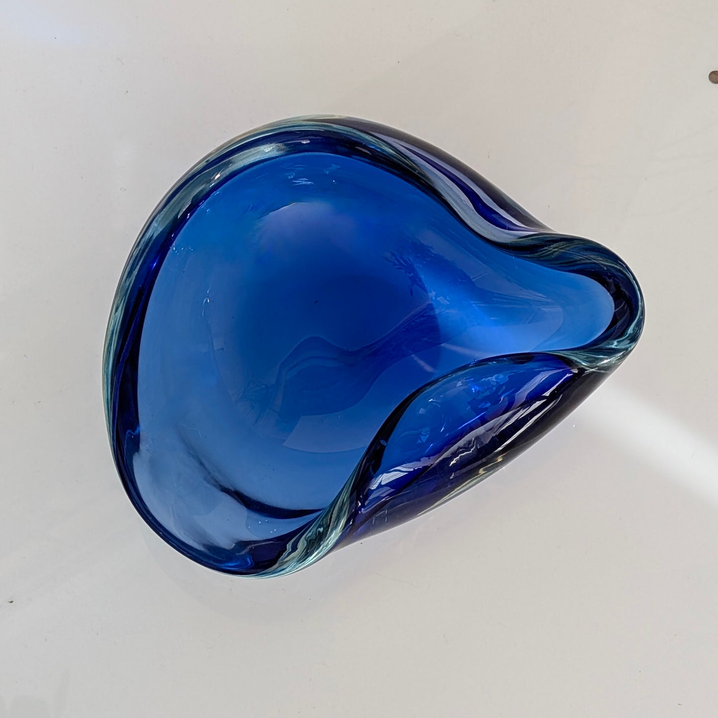 A Blue Glass Bowl by Alfredo Barbini Murano, c1970
