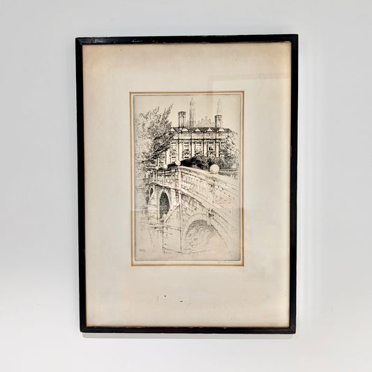Sydney Robert Jones 'Clare College Bridge - Cambridge' Etching
