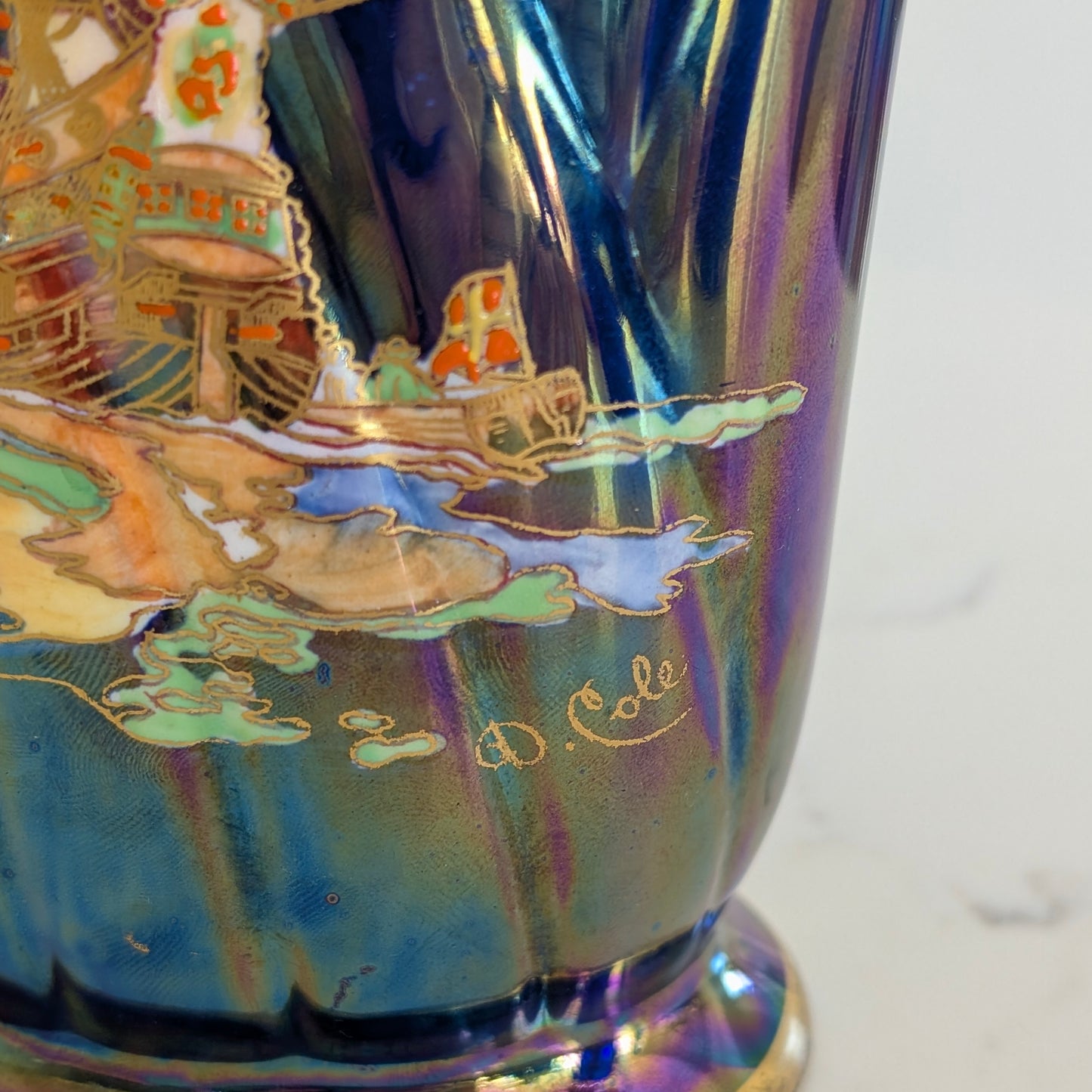 A Rare Crown Devon "Blue Galleon" Lustre Vase