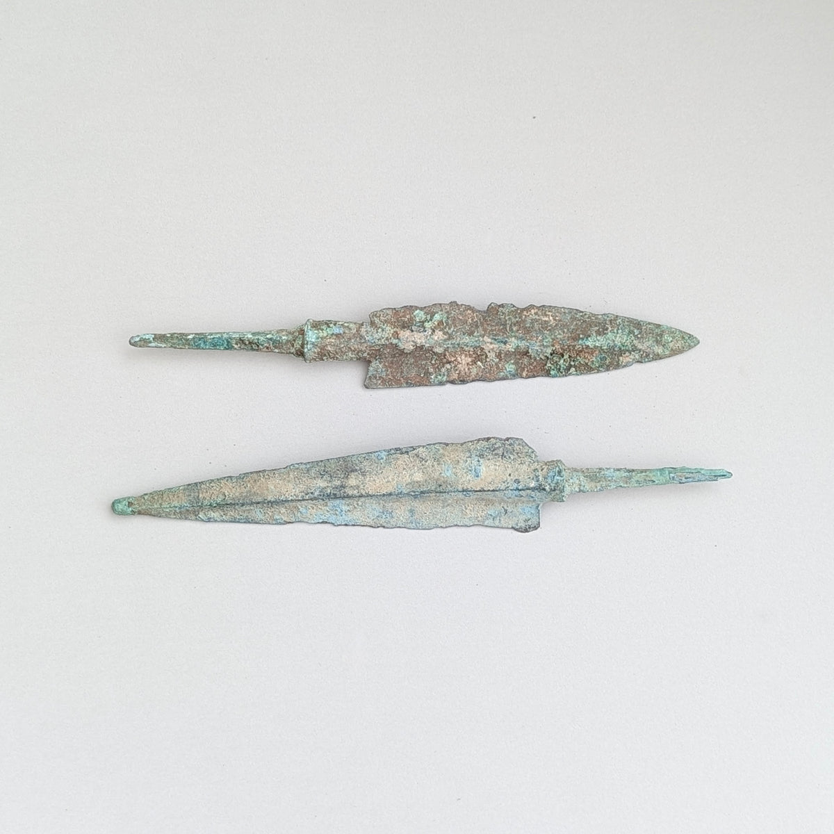 A Group of Two Ancient Persia Luristan Bronze Arrowheads, circa 1200 - 800 BC