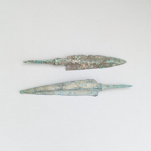 A Group of Two Ancient Persia Luristan Bronze Arrowheads, circa 1200 - 800 BC