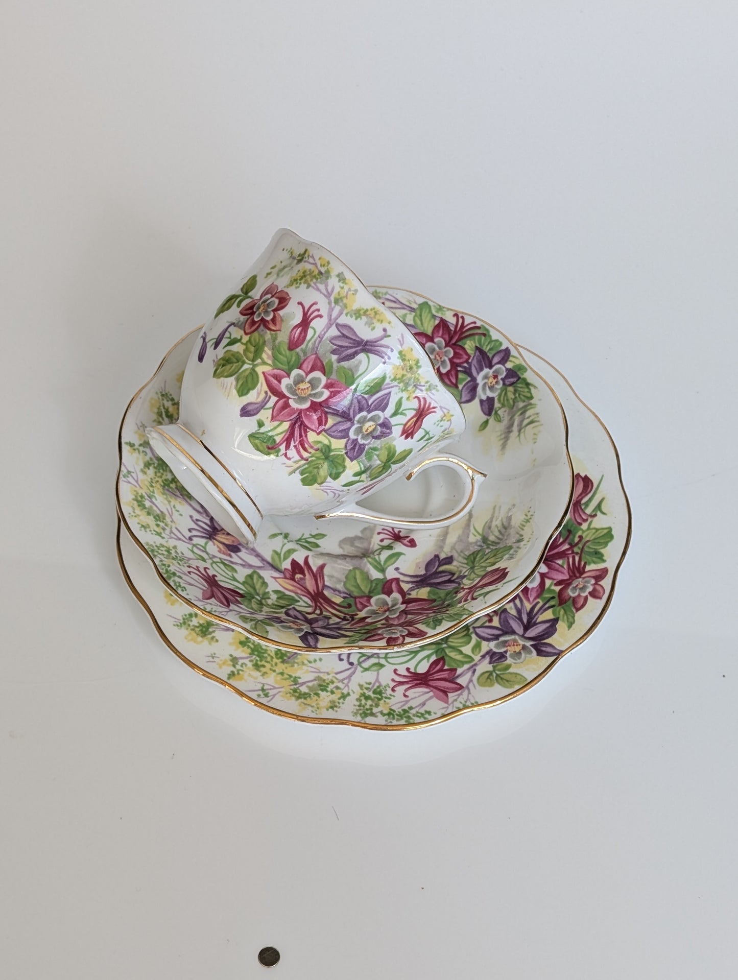 Royal Albert "Columbine" Bone China Teacup Trio