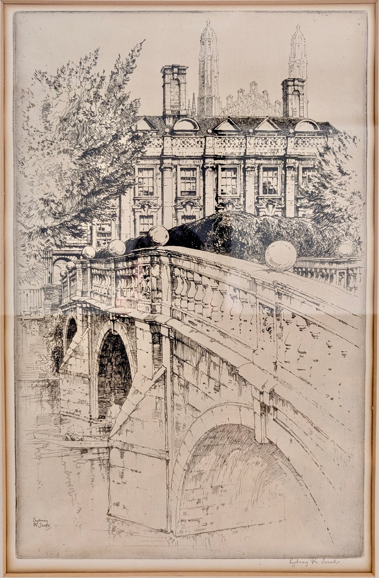 Sydney Robert Jones 'Clare College Bridge - Cambridge' Etching