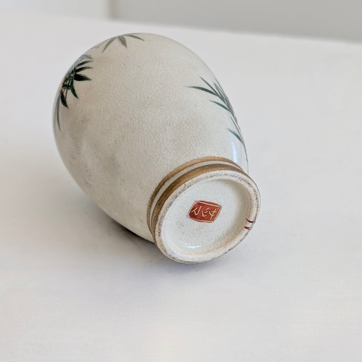 A Signed Miniature Japanese Satsuma Pottery Bamboo Vase