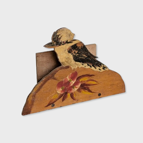 An Australian Pokerwork 'Kookaburra' Letter Rack, c1930